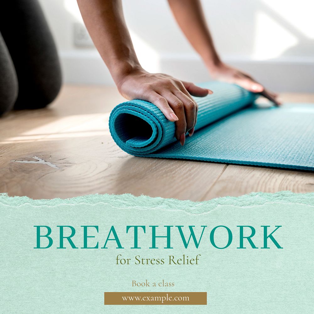 Breathwork meditation classes Instagram post template, editable text