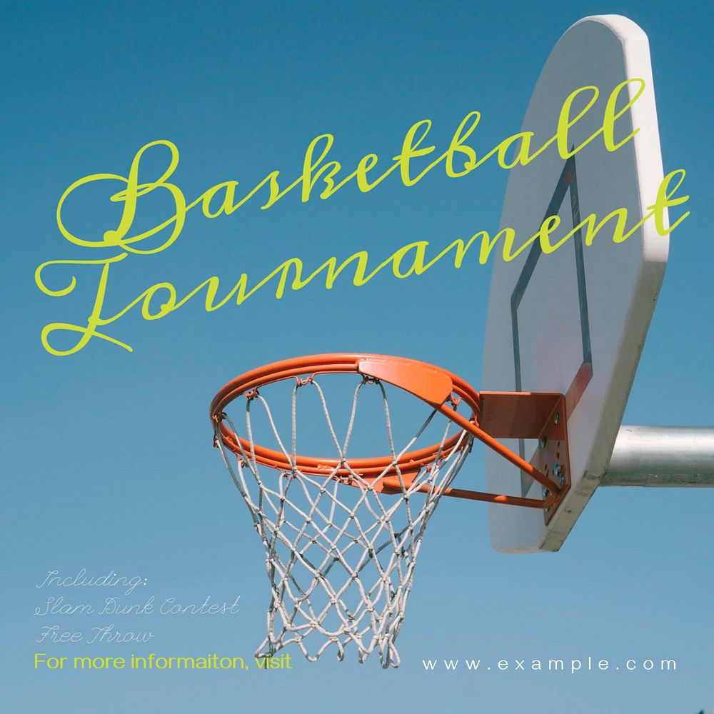 Basketball tournament Instagram post template, editable text