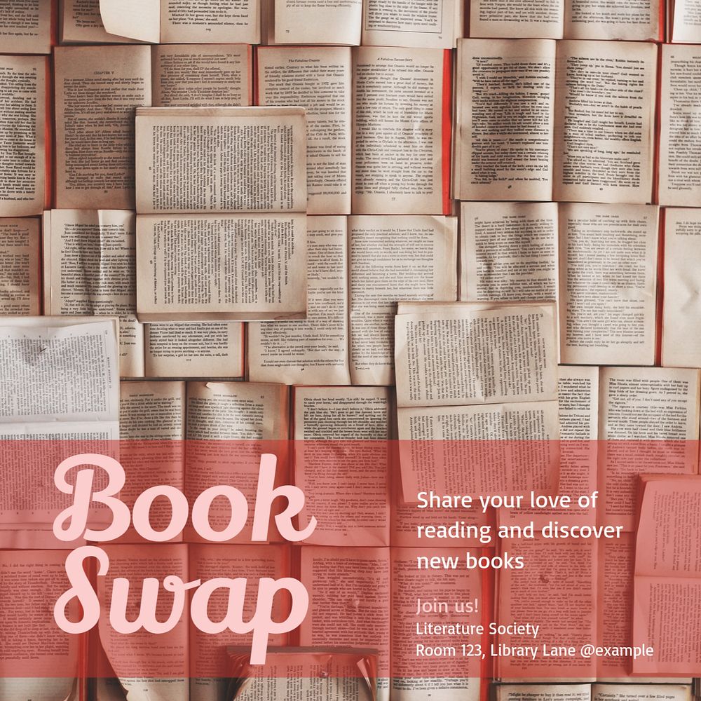 Book swap Instagram post template, editable design