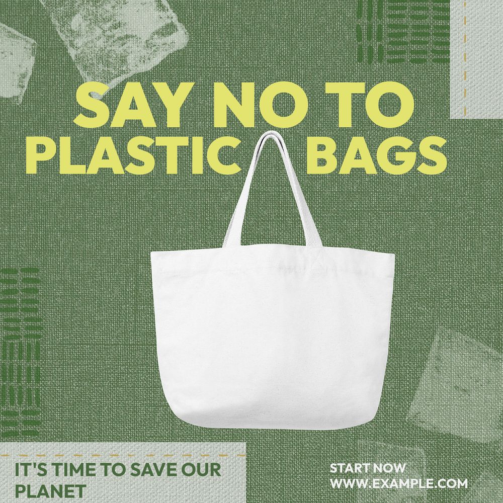 Plastic bags Instagram post template, editable text