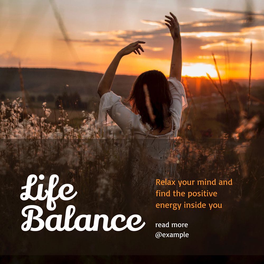 Life balance Instagram post template, editable text