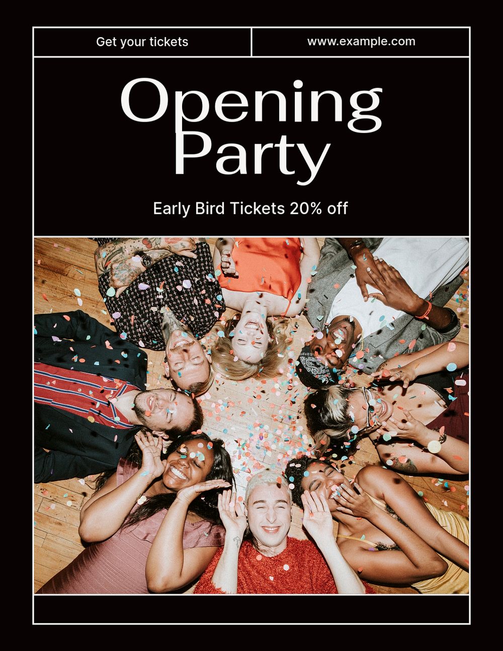 Opening party flyer template, editable text & design