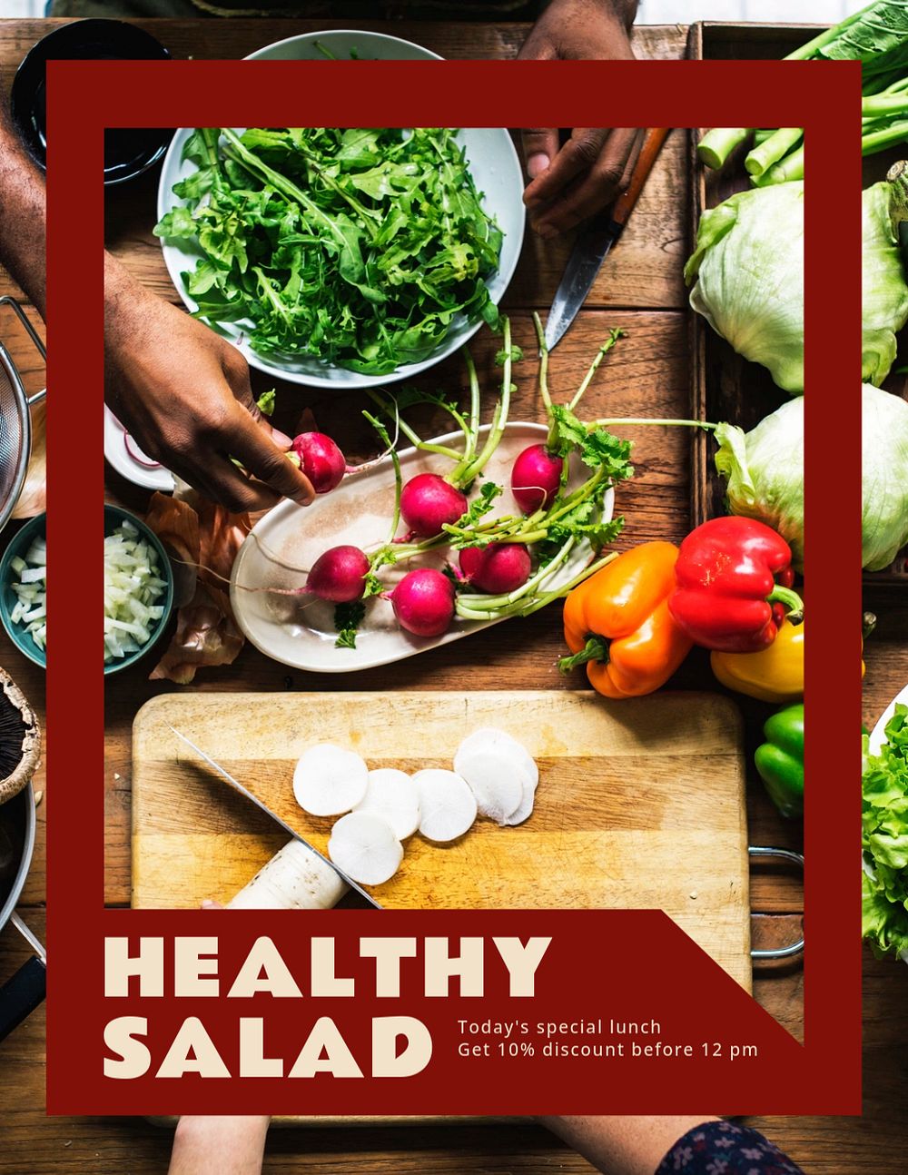 Healthy salad flyer template, editable text