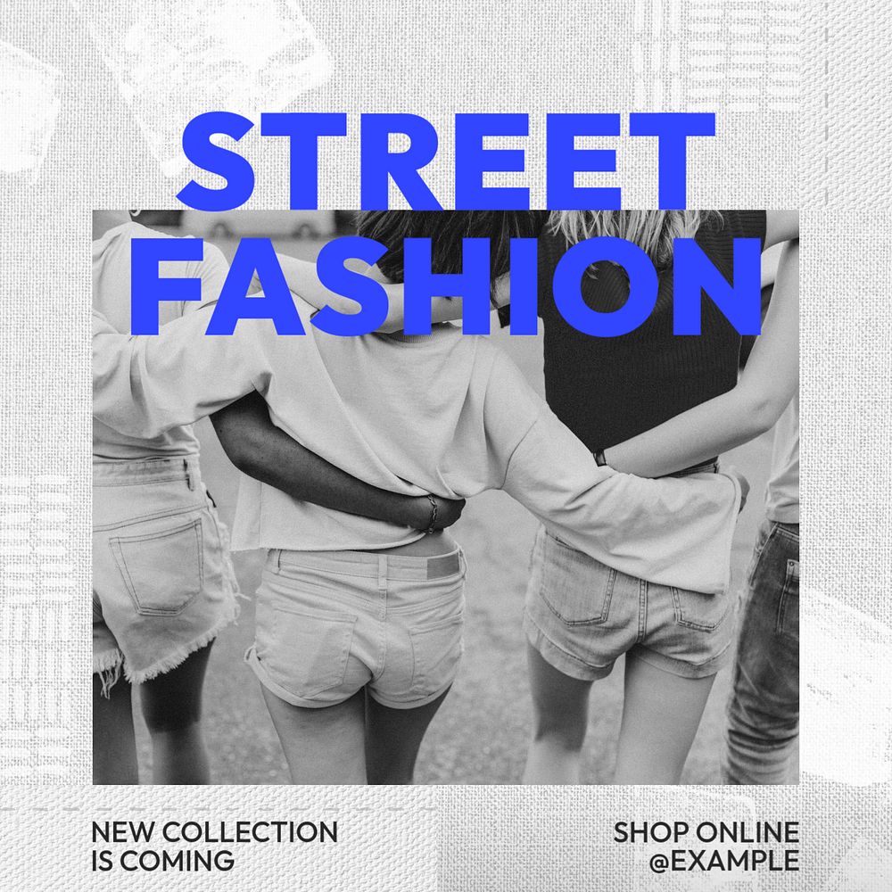 Street fashion Instagram post template, editable text