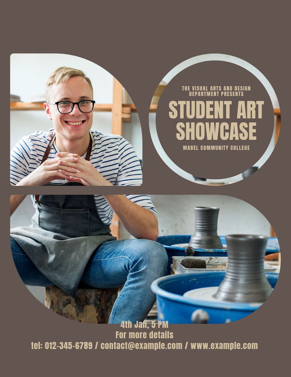 Student art showcase flyer template, editable text