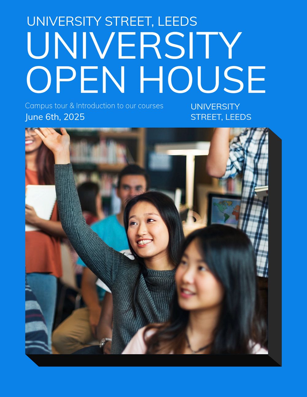 University open house flyer template, editable text