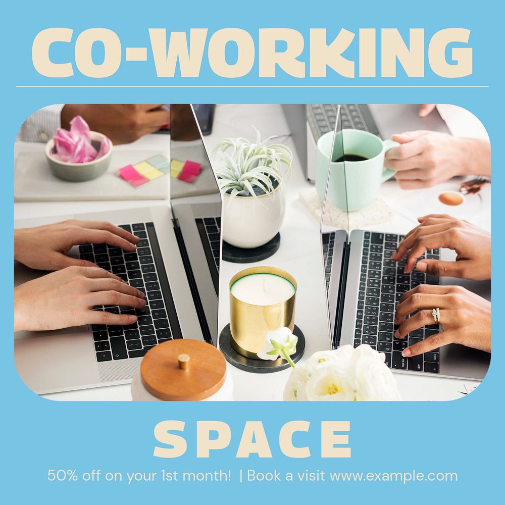 Co-working space template for social media post