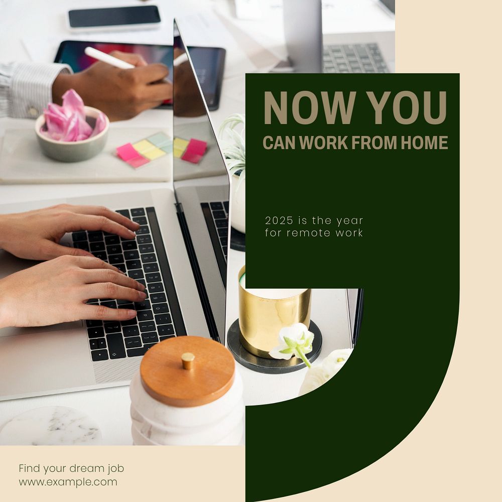 Work from home Instagram post template, editable design