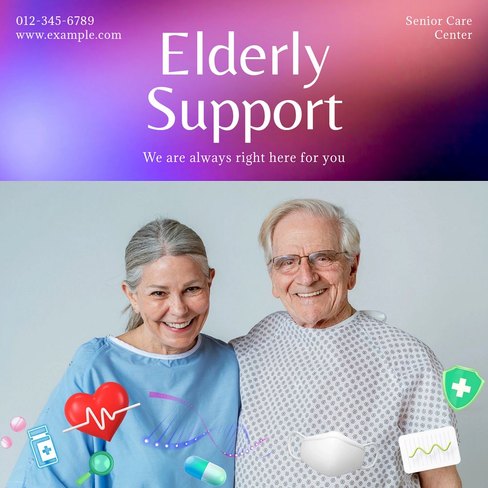 Senior support Instagram post template, editable social media ad