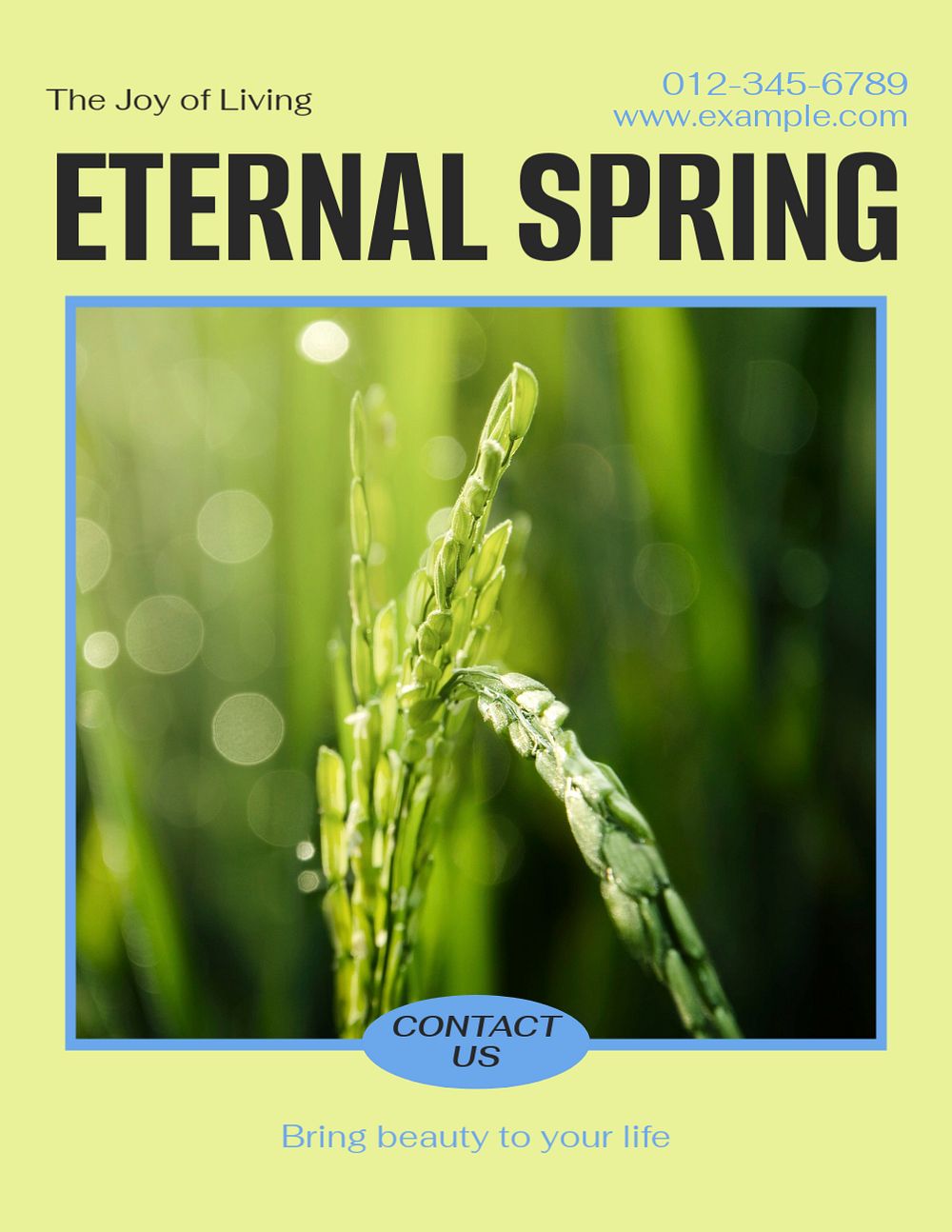 Eternal spring flyer template, editable text
