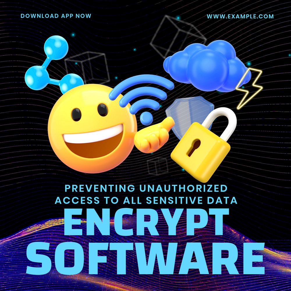 Encrypt software Instagram post template, editable design