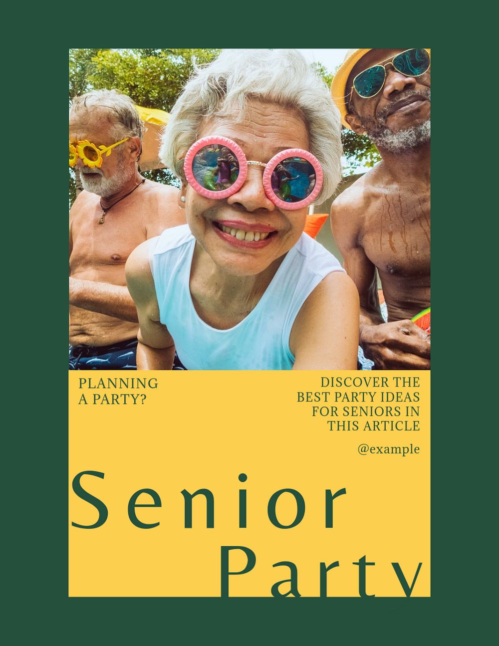 Senior party flyer template, editable text & design