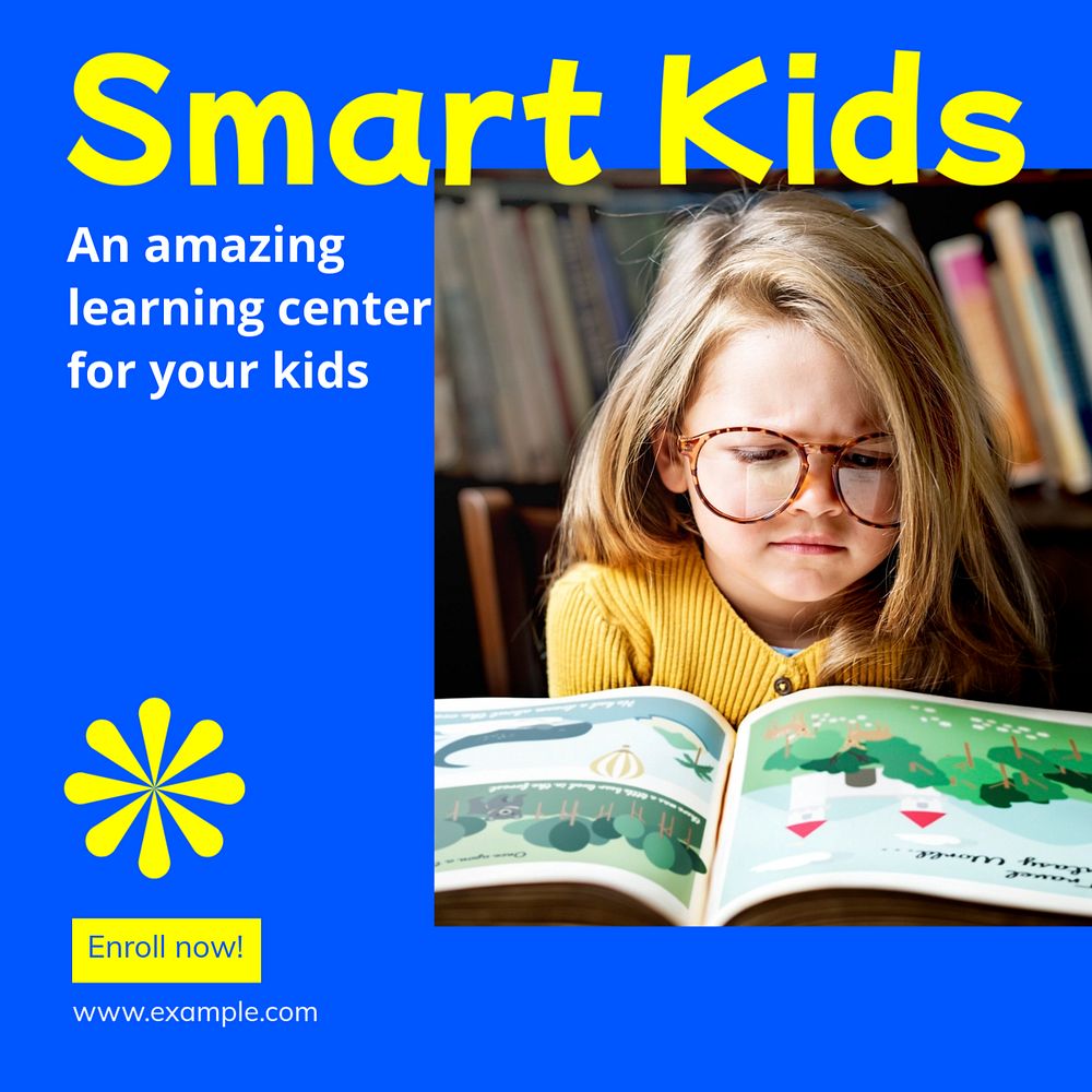 Smart kids Instagram post template, editable text