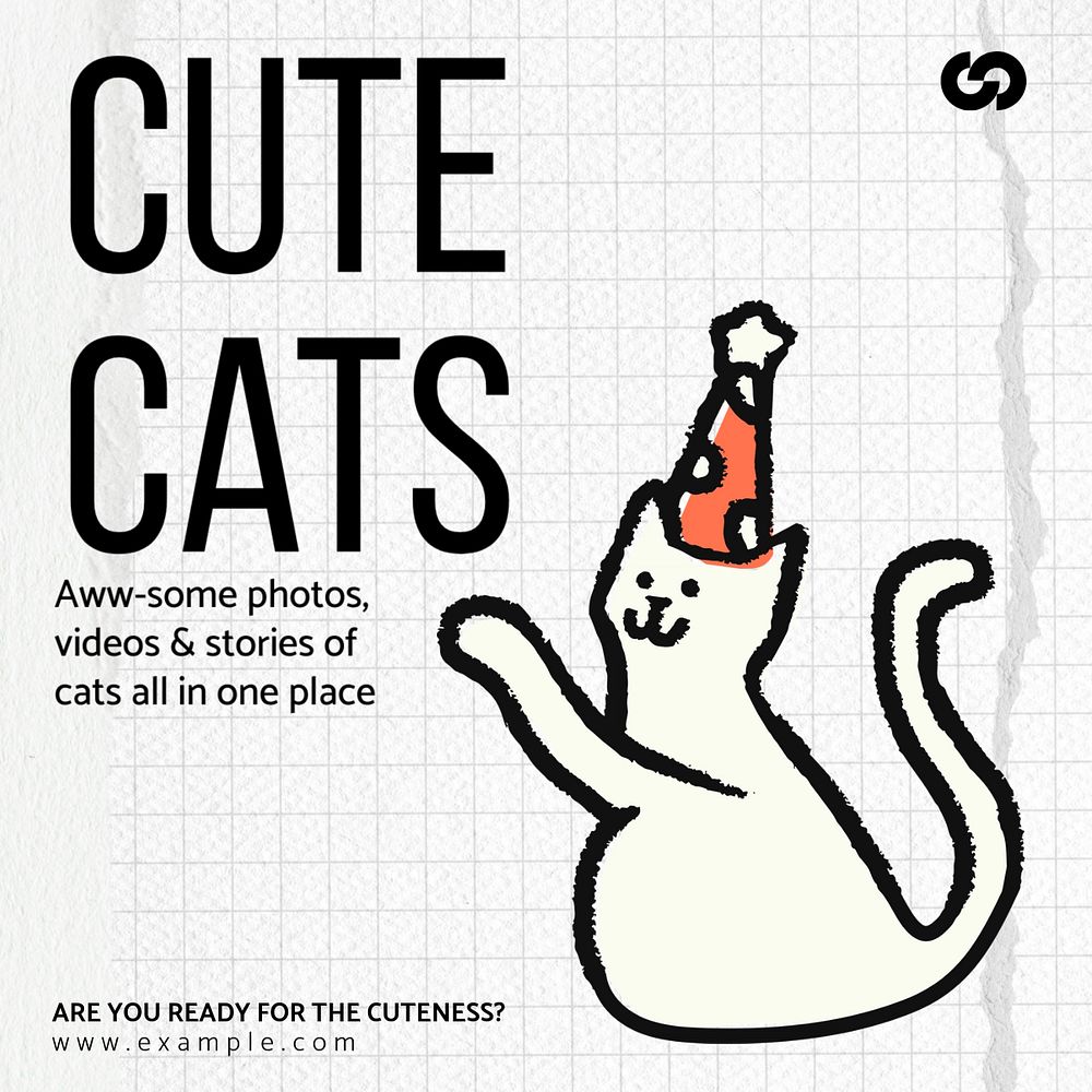 Cute cats Instagram post template, editable design