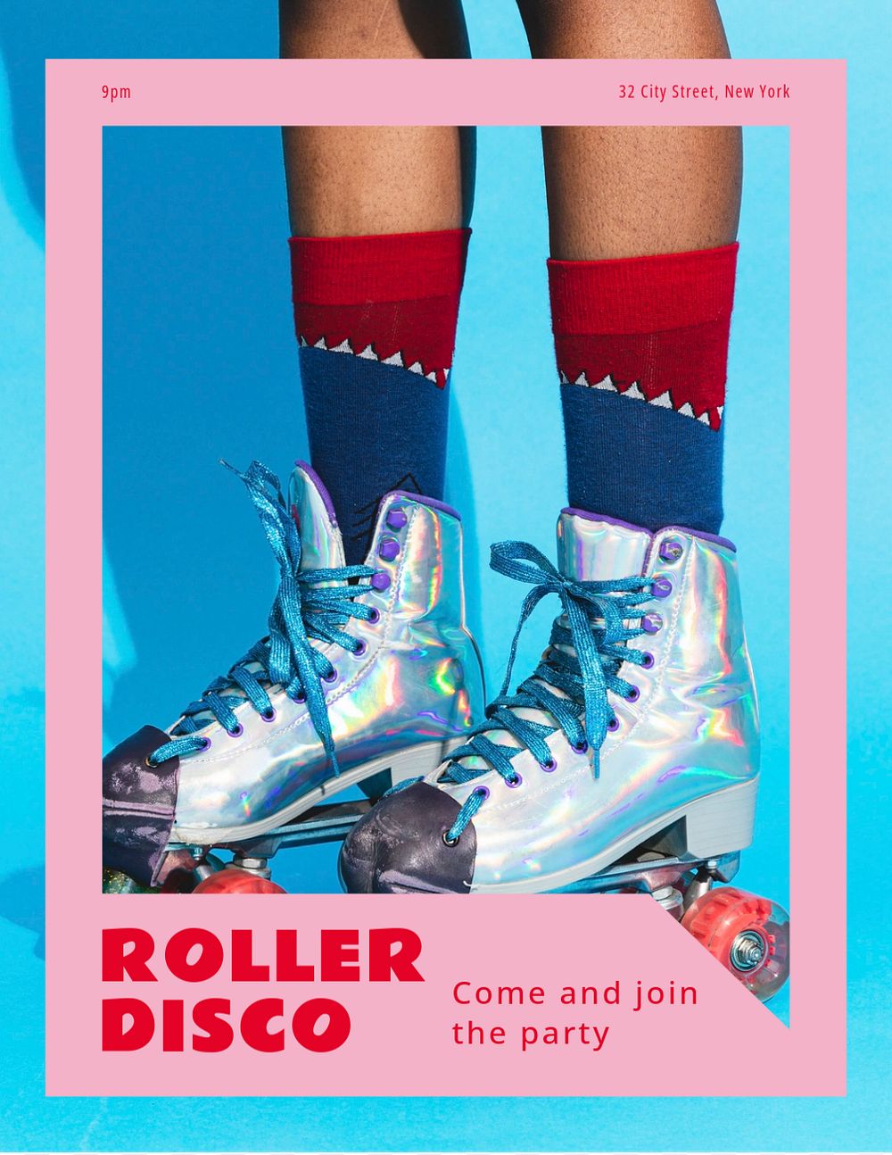 Roller disco flyer template, editable text