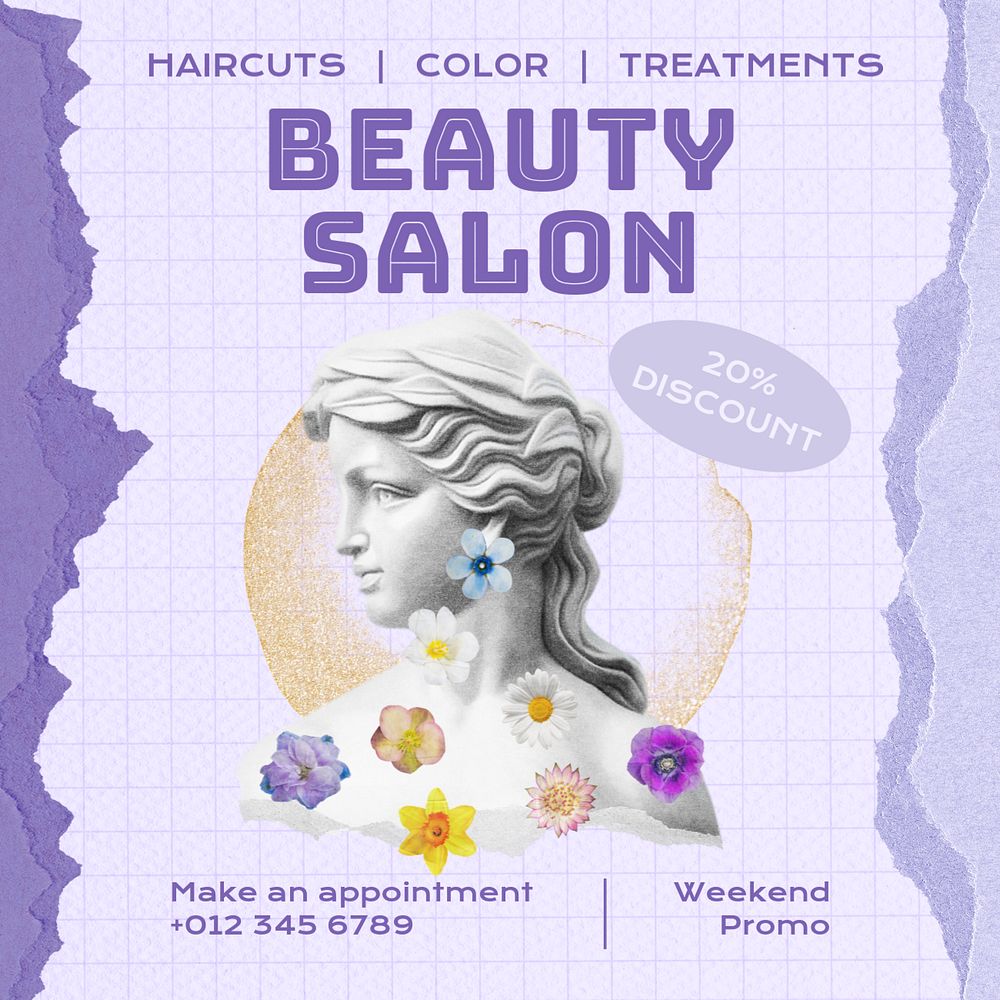 Beauty salon Instagram post template, editable design