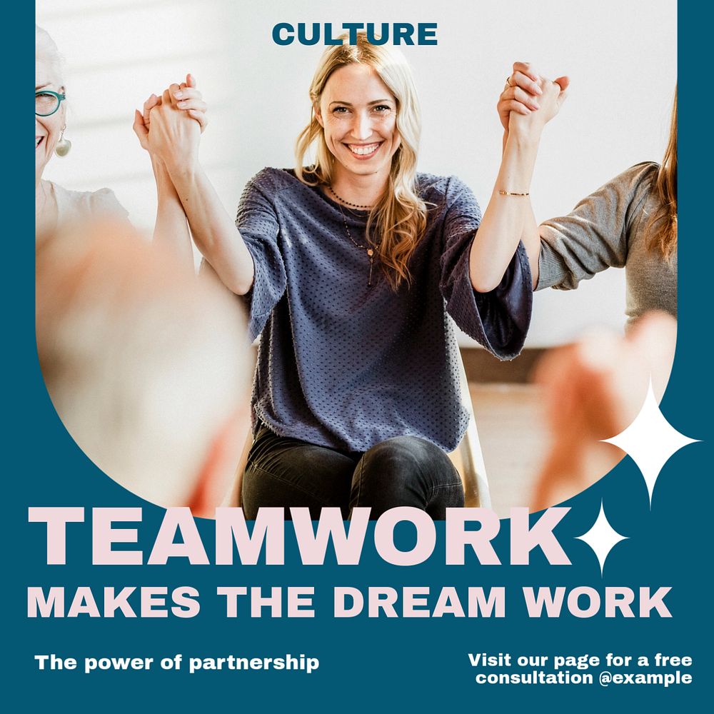 Teamwork Instagram post template, editable design