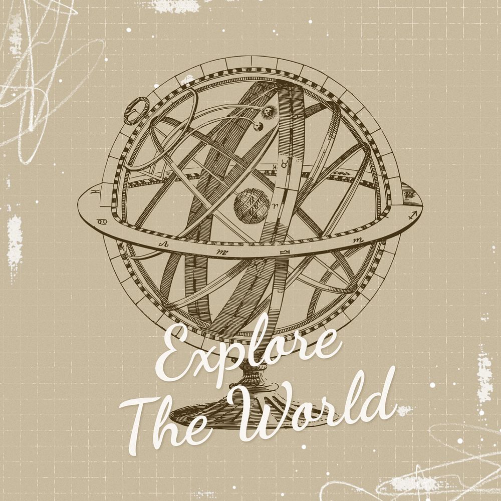 Explore the world Instagram post template, editable text