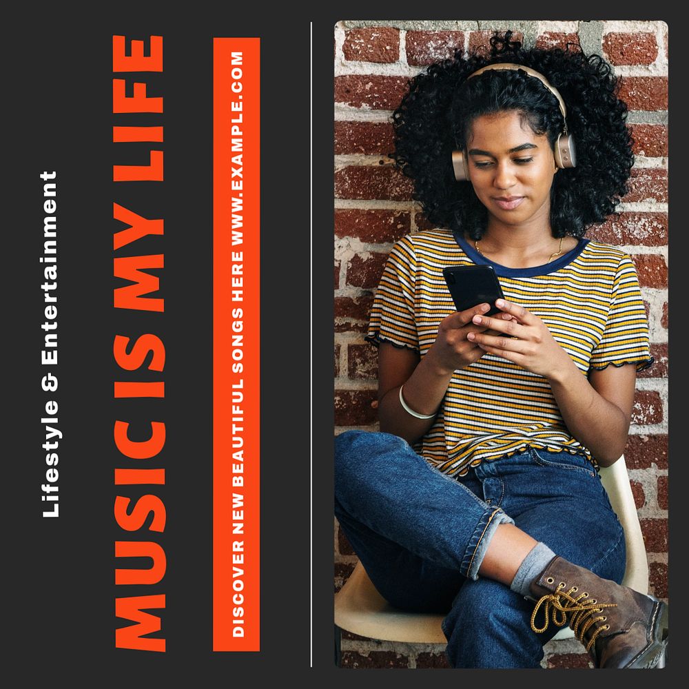 Music & songs Instagram post template, editable design