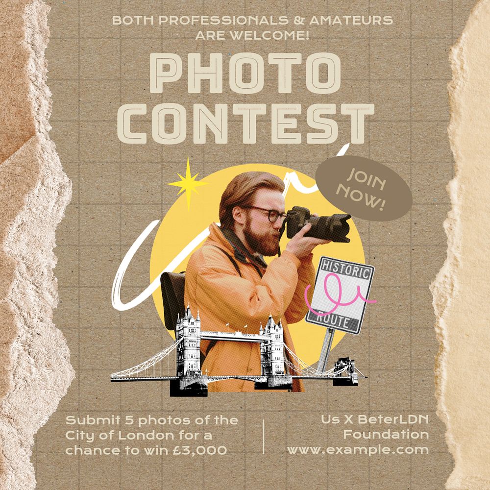 Photo contest Instagram post template, editable design