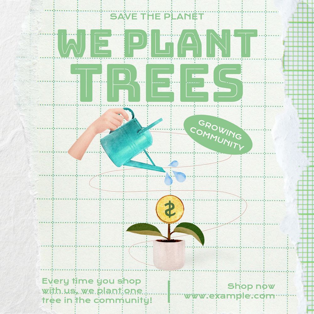 Plant a tree Instagram post template, editable design