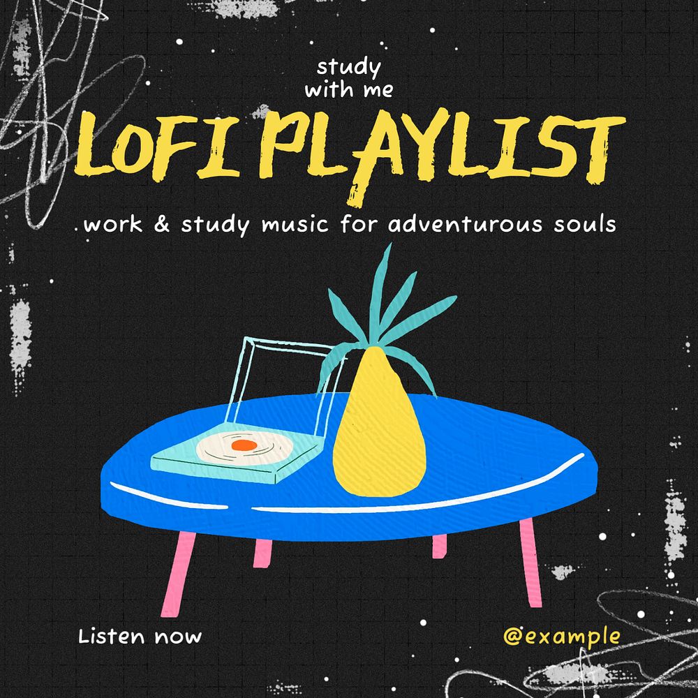 Lofi playlist Instagram post template, editable design