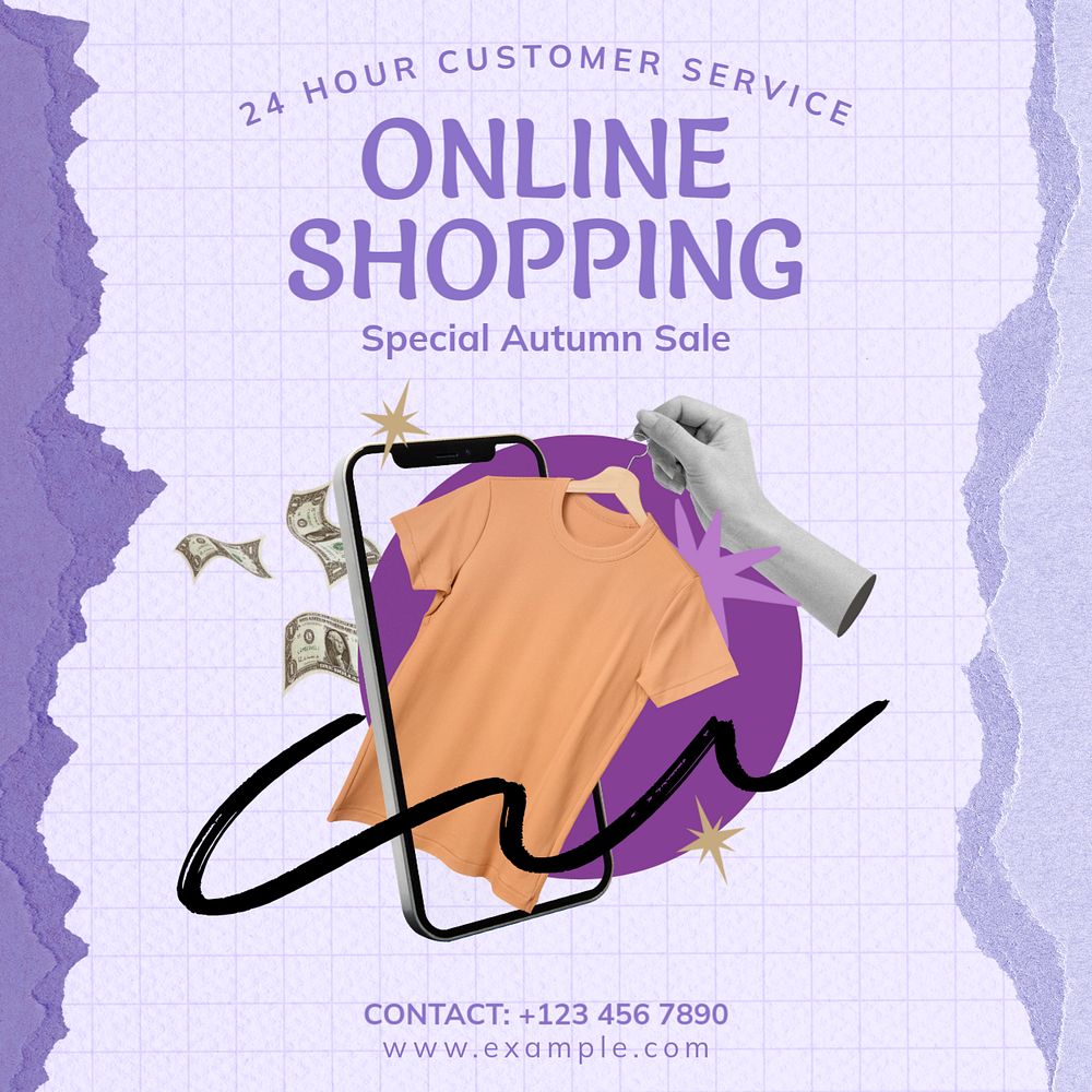 Autumn online shopping Instagram post template, editable design