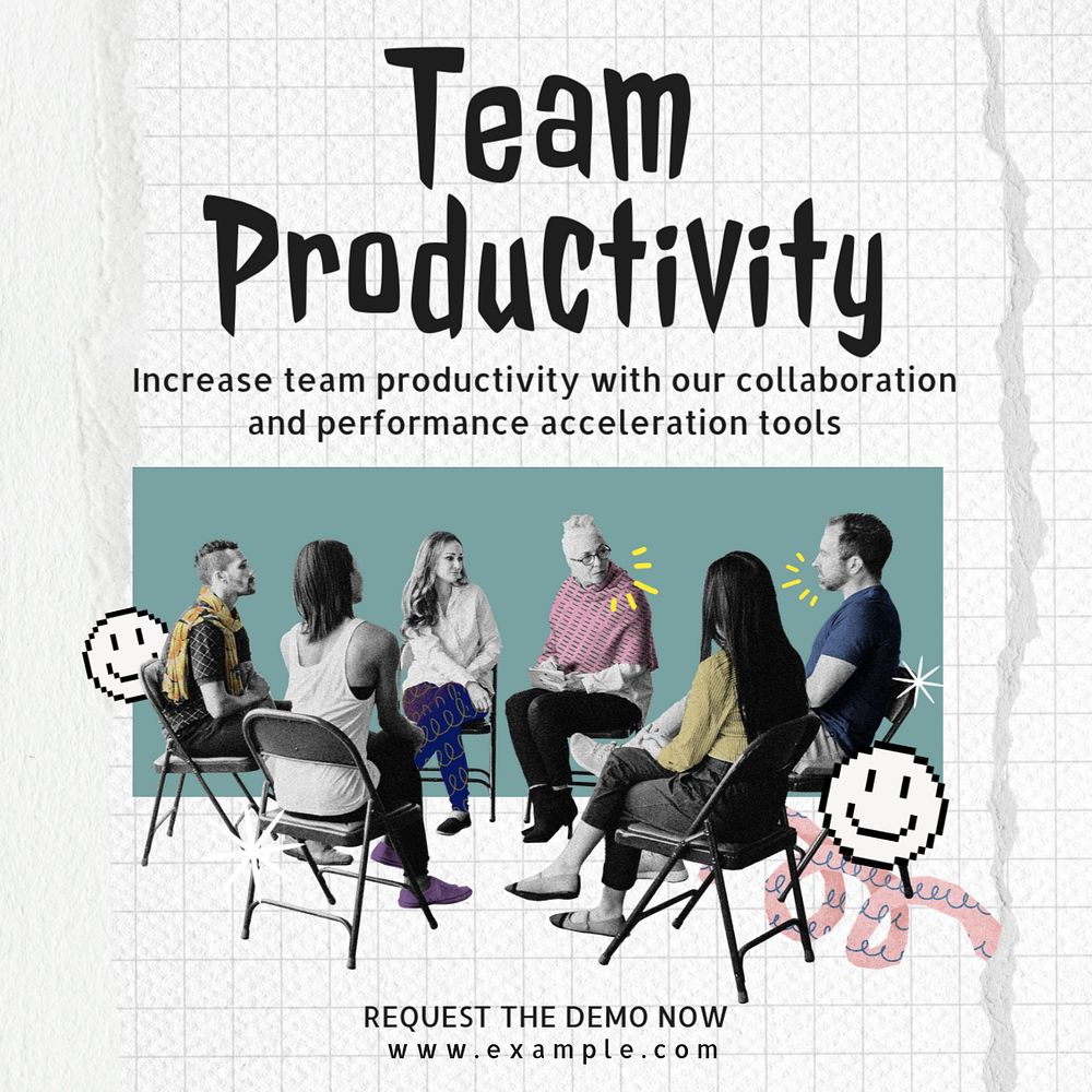 Team productivity Instagram post template, editable text