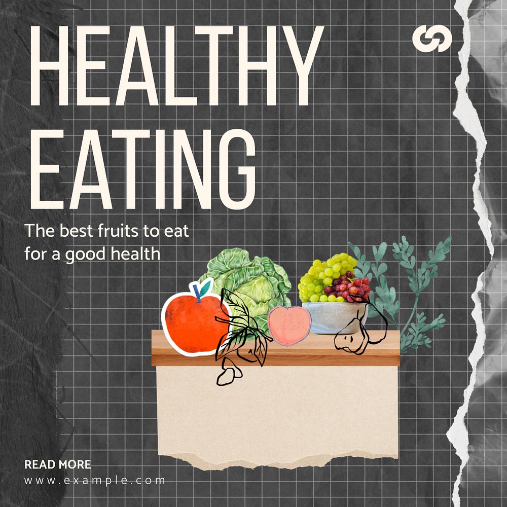 Healthy eating Instagram post template, editable design