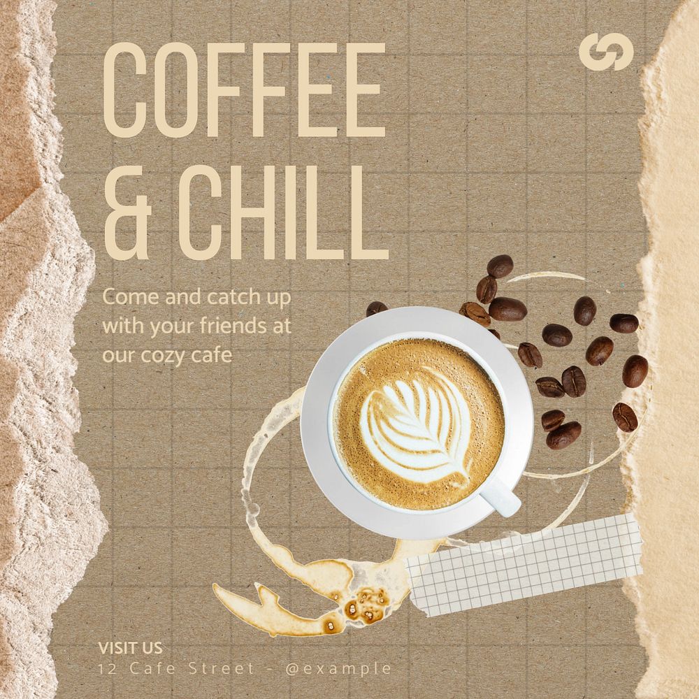 Coffee shop Instagram post template, editable design