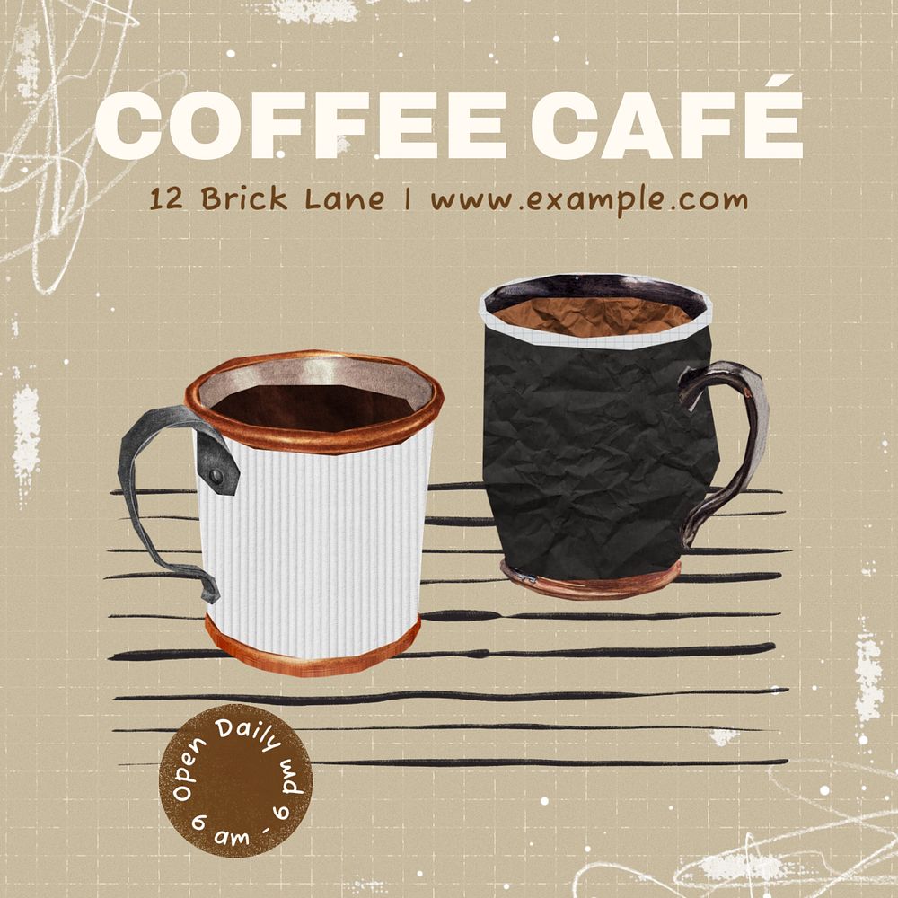 Coffee cafe Instagram post template, editable text