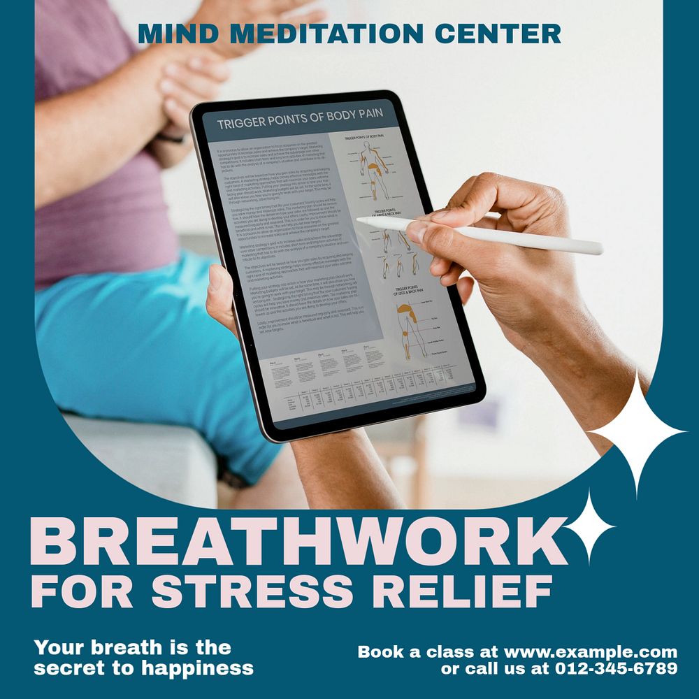 Breathwork meditation classes Instagram post template, editable design