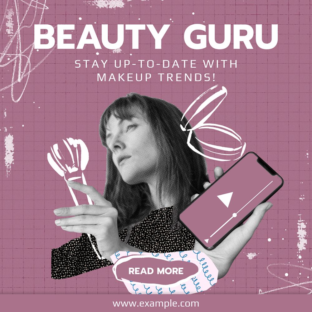 Beauty guru Instagram post template, editable design