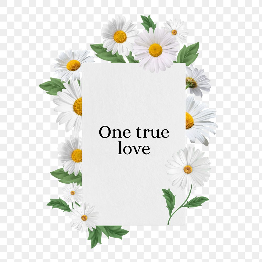 One true love png word, aesthetic flower collage art, editable design