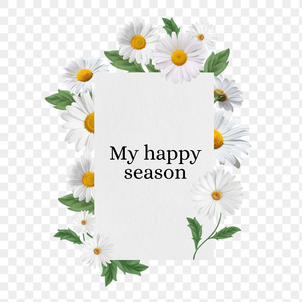 My happy season png word, aesthetic flower collage art, editable design