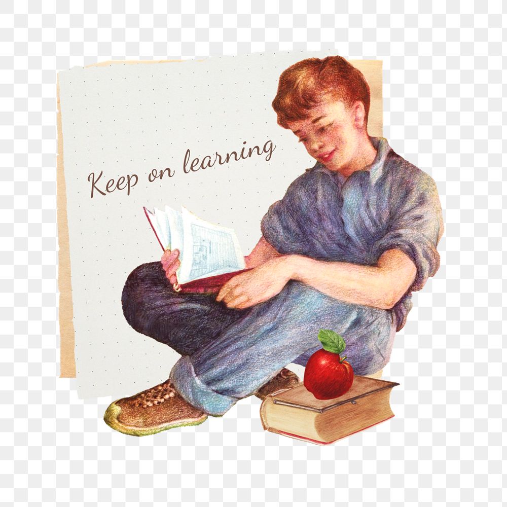 Keep on learning word png editable collage art. Remixed by rawpixel.