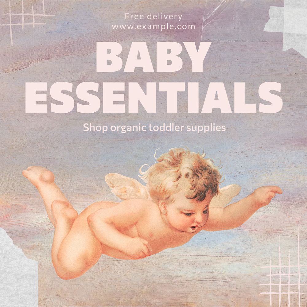 Baby essentials Instagram post template, editable text