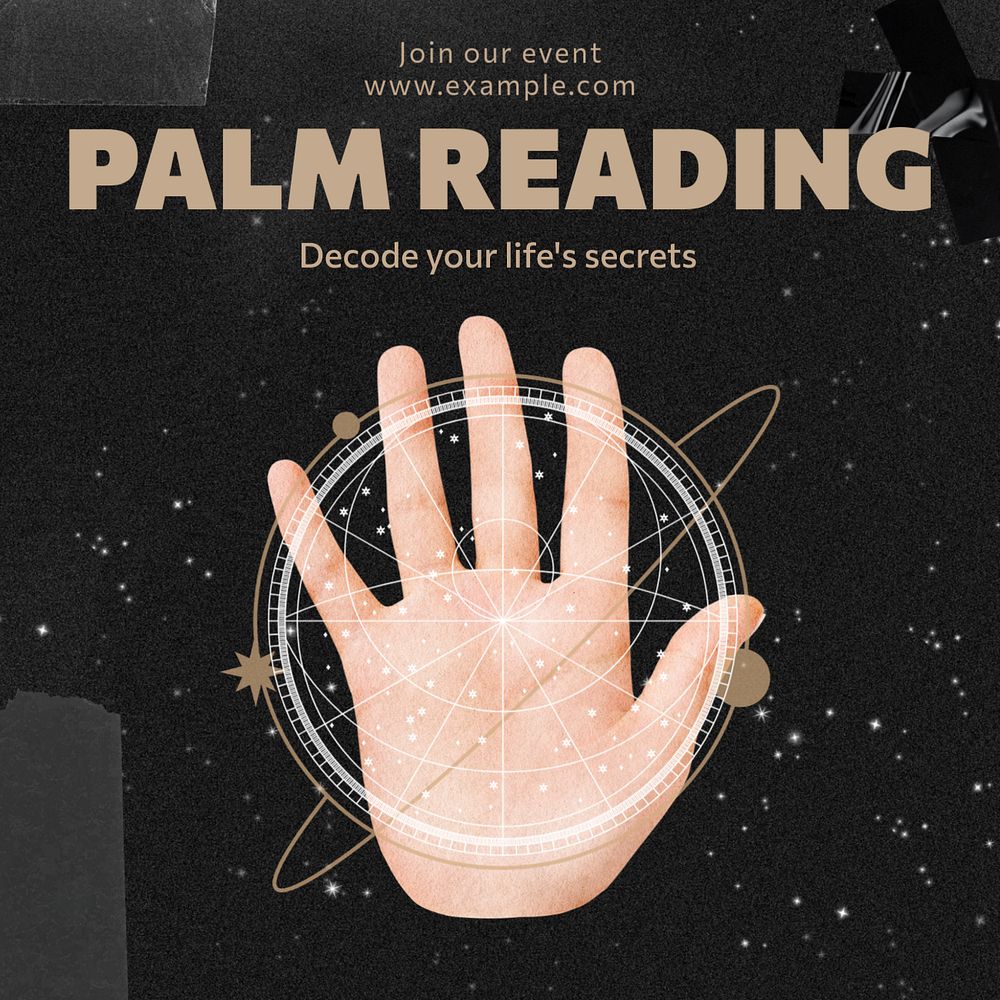 Palm reading Instagram post template, editable text