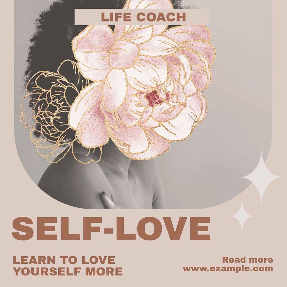 Learn self love Instagram post template, editable design
