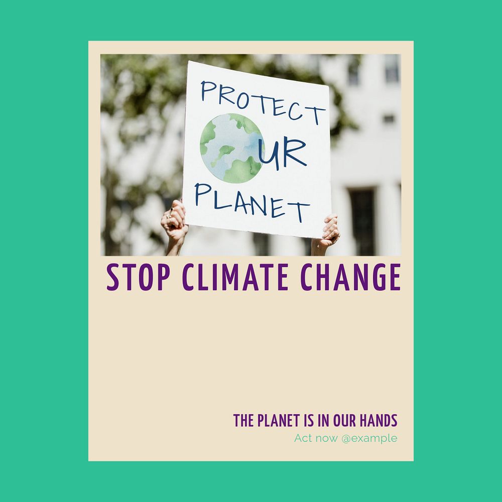 Stop climate change Instagram post template, editable design