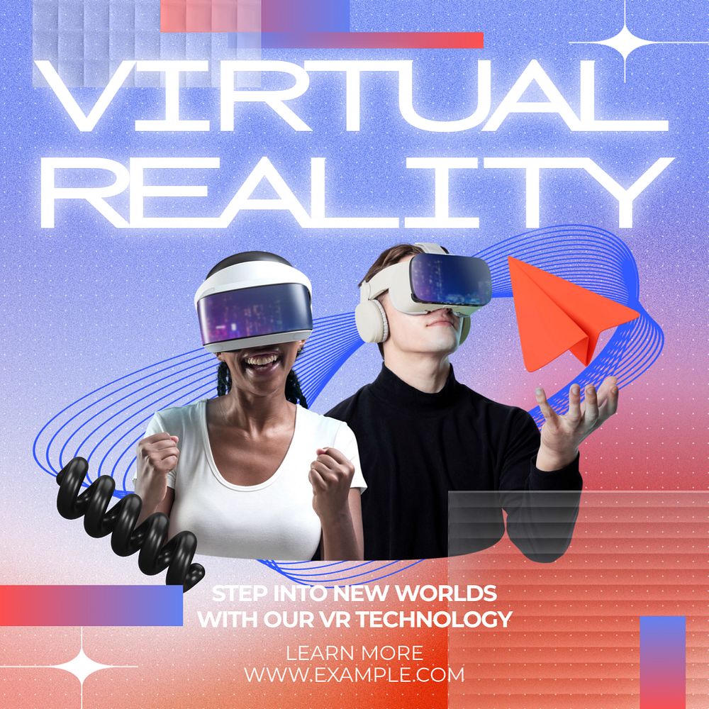 Virtual reality Instagram post template, editable text