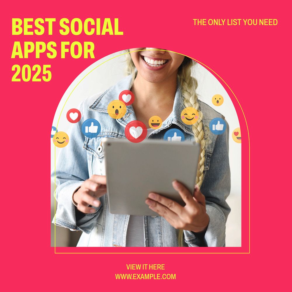 Best social apps Instagram post template, editable design