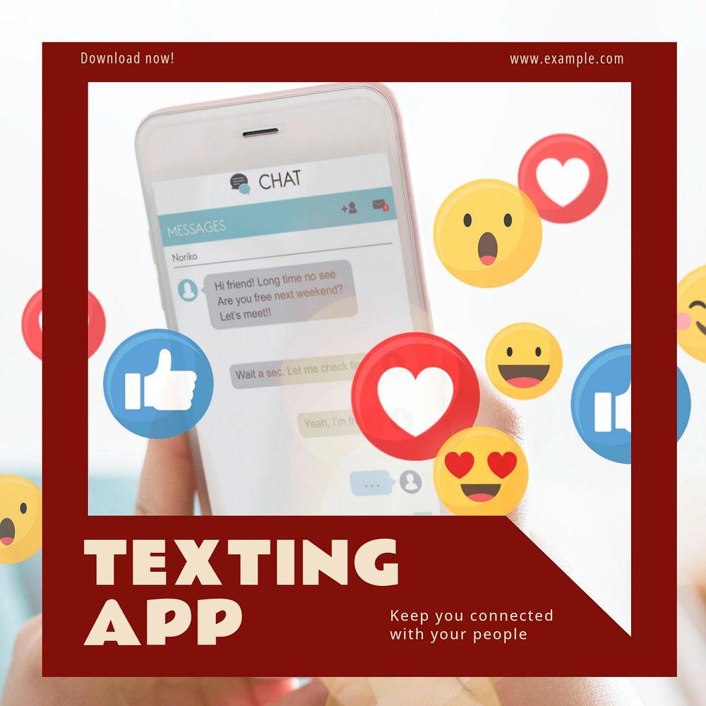 Texting app Instagram post template, editable design