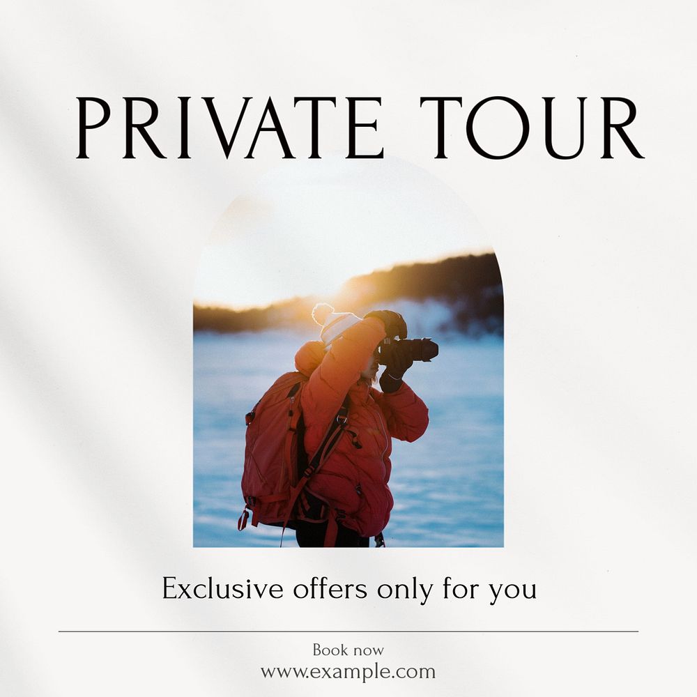 Private tour Instagram post template, editable social media ad