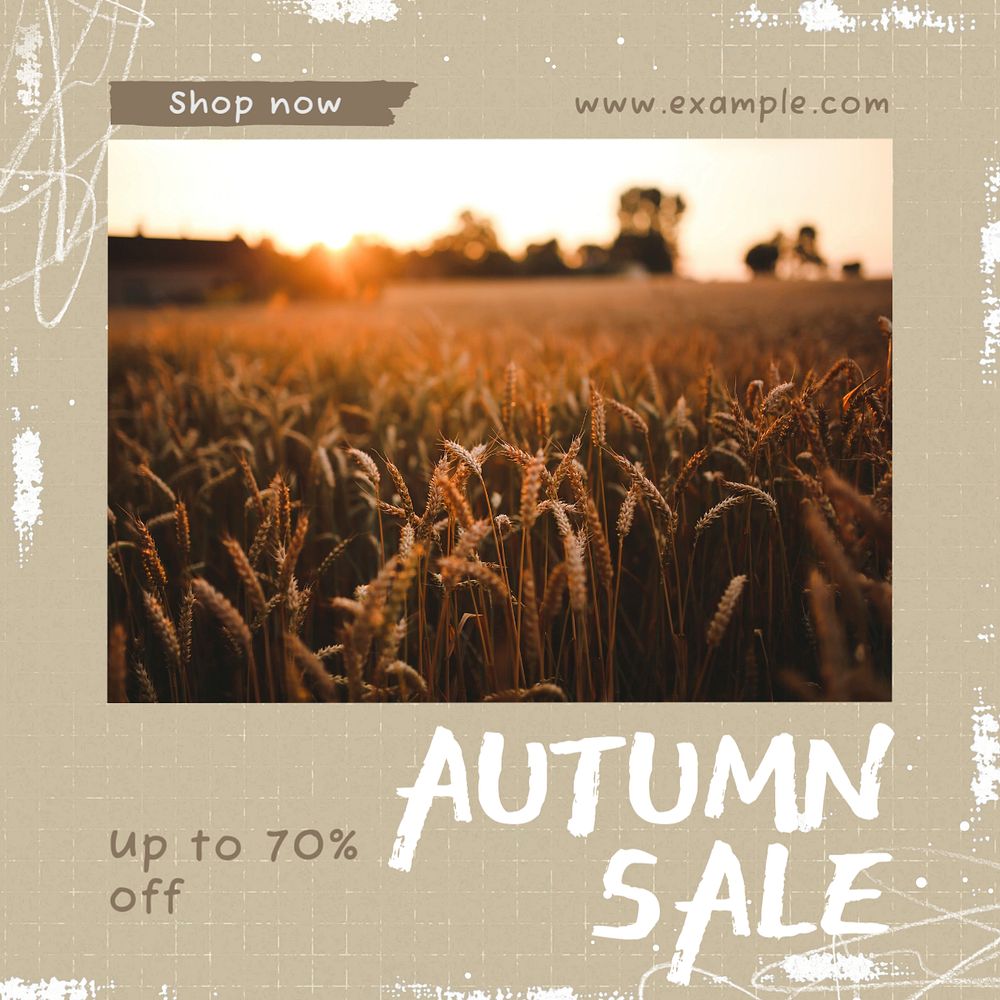 Autumn sale social media template, editable design