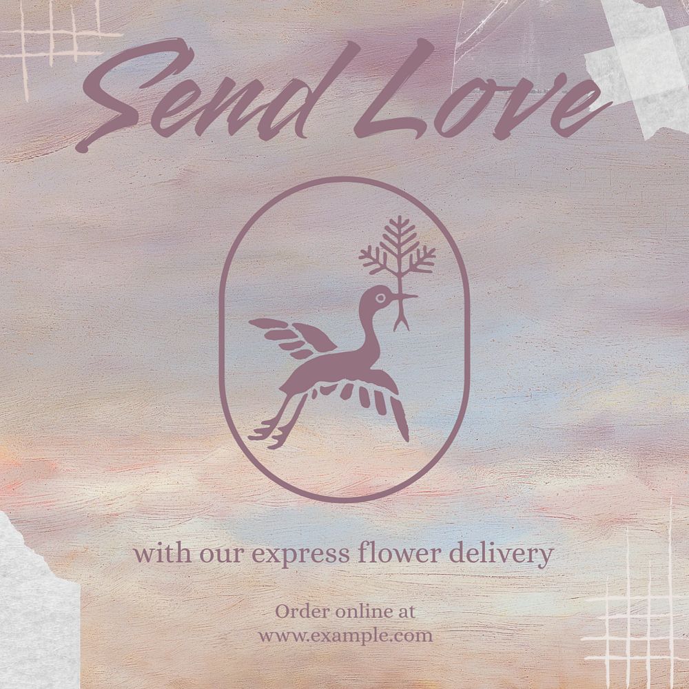 Flower delivery Instagram post template, editable text