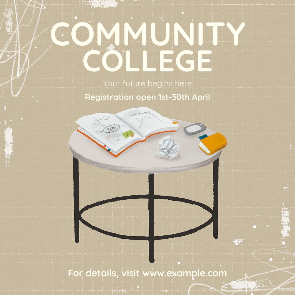 Community college Instagram post template, editable design