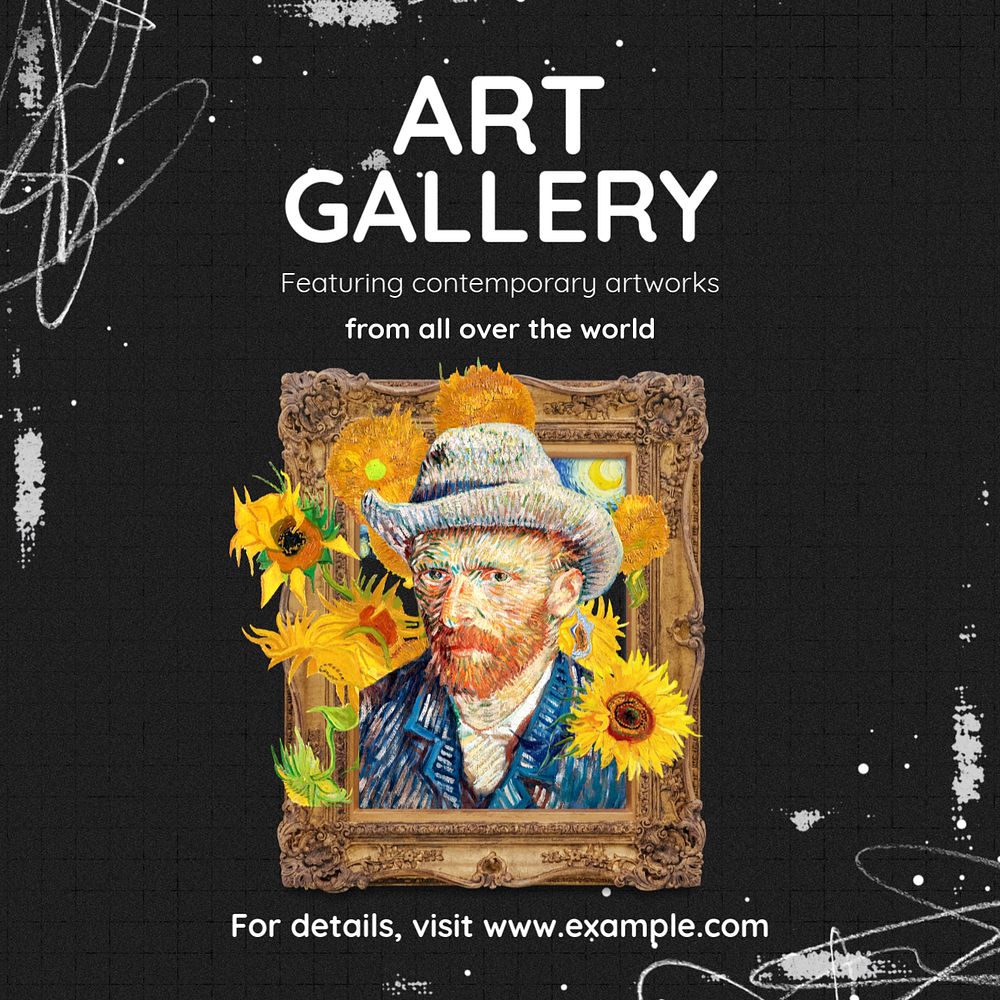 Art gallery Instagram post template, editable design