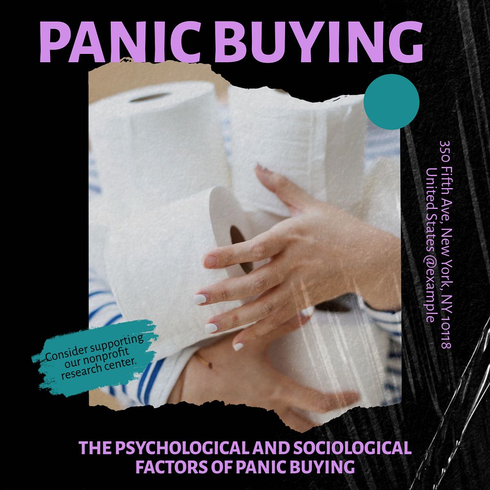 Panic buying Instagram post template, editable design