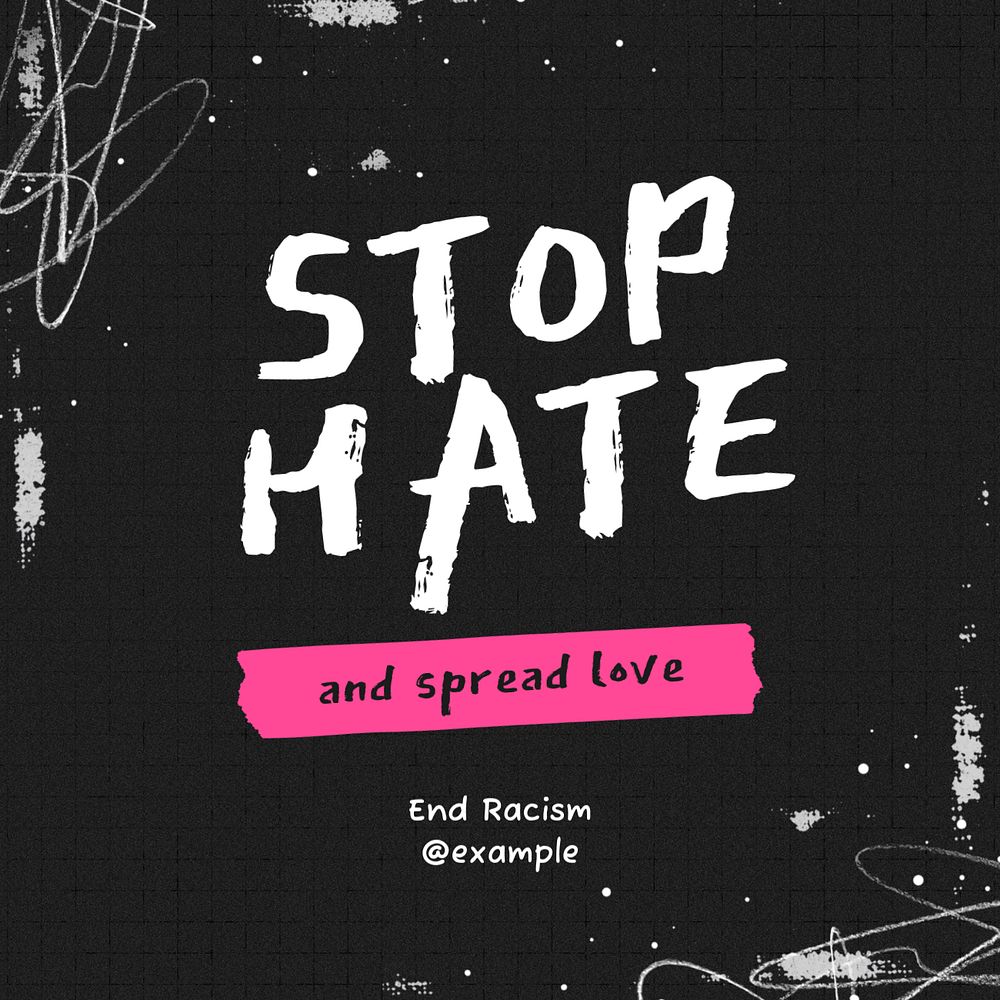 Stop hate template for Instagram post Instagram post template, editable text